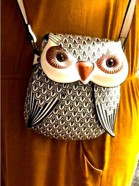 Owl Crossbody Bag - Cream and Brown
